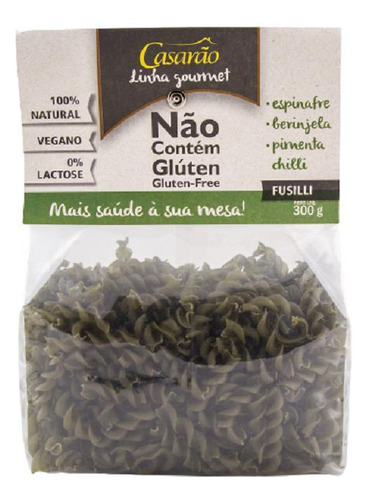 Massa Fusilli Espinafre Sem Glúten Casarão 300g - Kit 2x