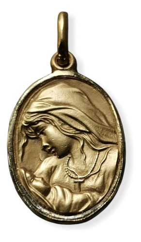 Medalla Oro 18k Virgen María Niño Jesús #459 Bautizo Comunió
