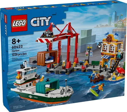 City Porto à beira-mar com navio de carga 1226 Peças Lego