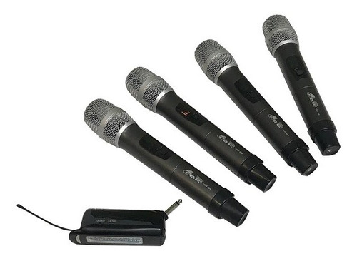 Set 4 Micrófono Inalámbrico Mano Uhf Recargable Para Celular