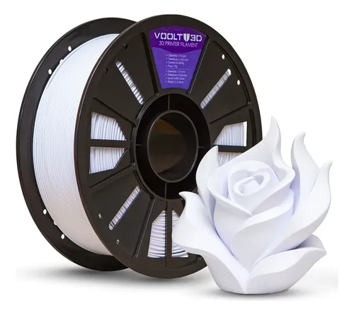 Filamento Pla Branco Velvet 1kg - Premium Voolt3d High Speed.