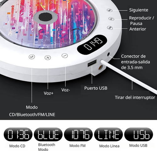 Reproductor De Cd Radio Mp3 Bluetooth