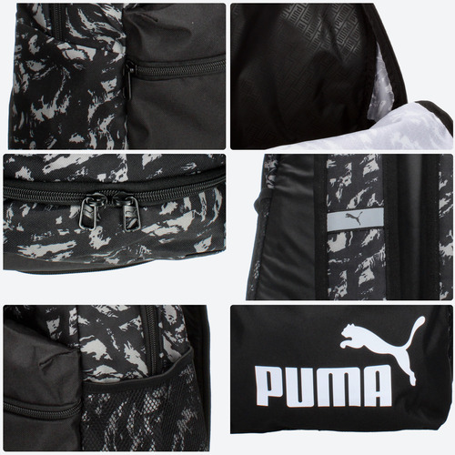 Mochila Puma Phase Aop Negro Compartimento Con Zipper