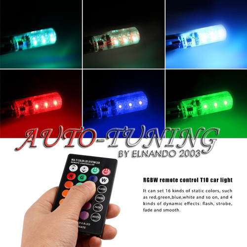 Imagen 5 de 5 de Led Multicolor T10 Posicion Con Control Remoto Rgb X2 W5w