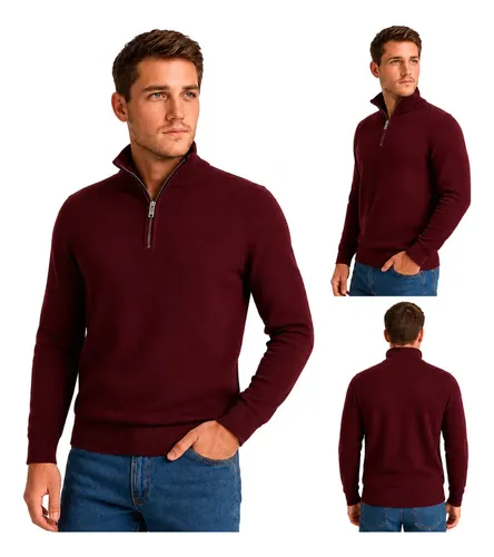 Blusa De Frio Masculina Suéter Gola Alta Inverno Premium Bordô G