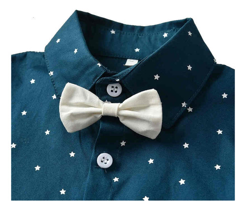 Conjunto Elegante Bebé Niño Traje Con Camisa Moño Y Pantalón