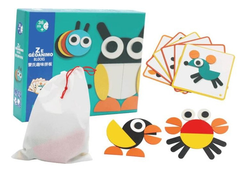 Rompecabezas 3d Juego Geométrico De Madera Con 18 Tarjetas