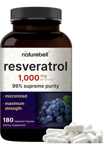 Resveratrol 1000 Mg X 180 Cápsulas Original Eeuu