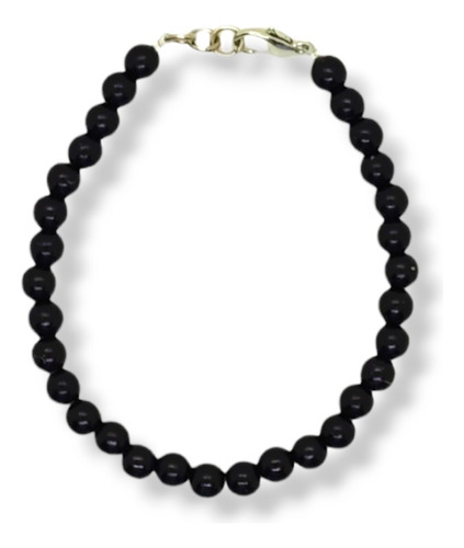 Pulsera De Perlas Negras 6mm Hombre Mujer