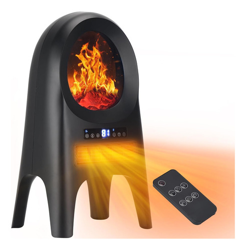 Calentador Chimenea Eléctrico De Cerámica Y Control 1500w