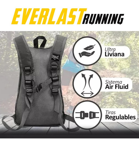 Imagen 3 de 10 de Mochila Running Bici Tracking Deportes Everlast 21069 Negra