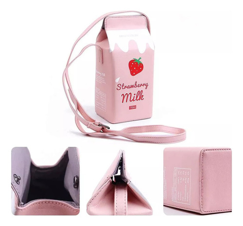 Billetera De Caja De Leche Fruta Encantadora Plátano Fresa