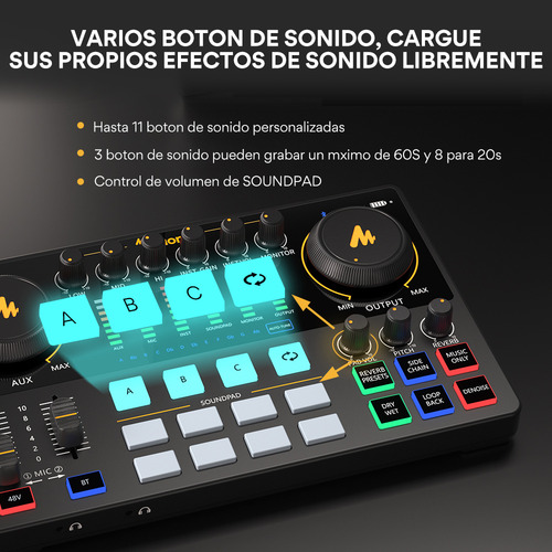 Mezcladora Interfaz De Audio Podcast Stream Maonocaster Ame2