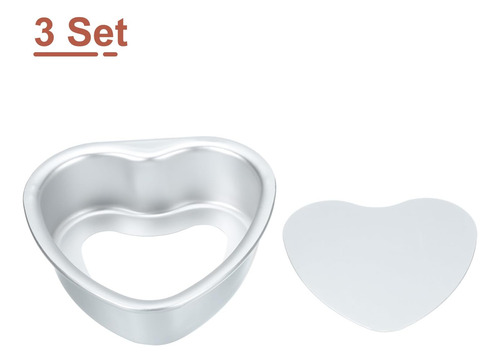 Uxcell 3 Pcs Pastel De Pastel De Corazón Antiadherente 3.3x3