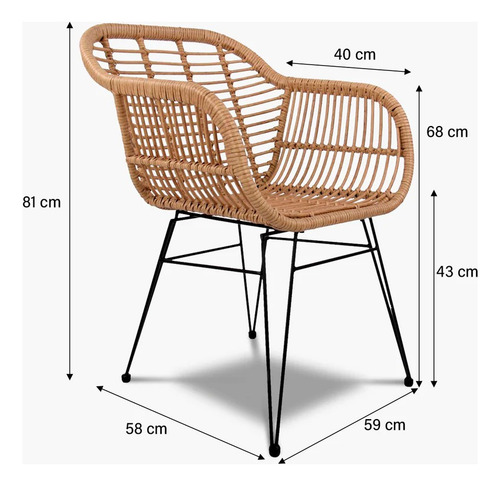 Butaca Con Apoyabrazos Grecia Para Terraza En Rattan Mimbre