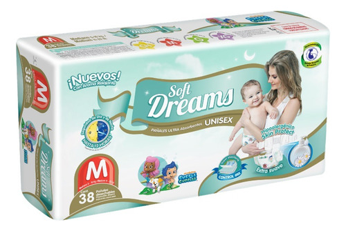 2 Pack Pañal Soft Dreams Mediano 38 Pza Género Sin género Talla Mediano (M)