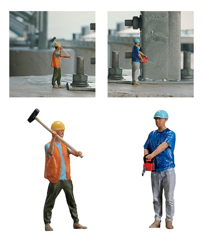 2pcs 3d Impreso 1: 32 Labor Workers Miniaturas Resina