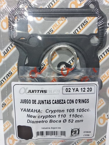 Junta Cabeza De Cilindro Yamaha Crypton New Crypton 105 110 