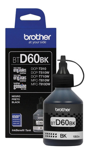 Botella De Tinta Original Brother ® Negro Btd60bk