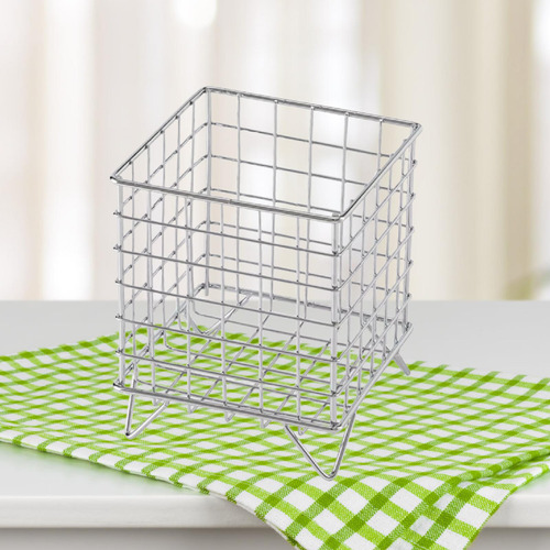 Cesta De Almacenamiento De Hierro, Organizador De Plata