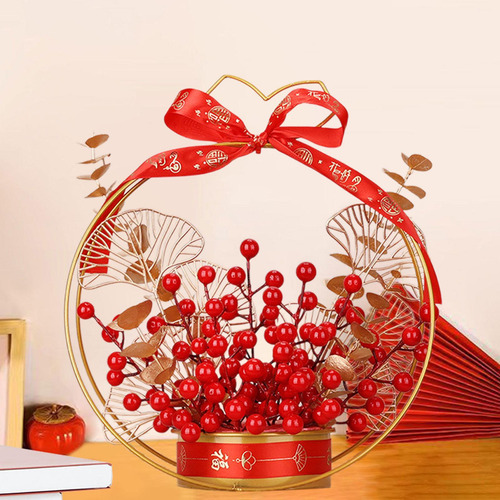 Ramo De Flores Artificiales Con Forma De Cubo Y Ramas Rojos