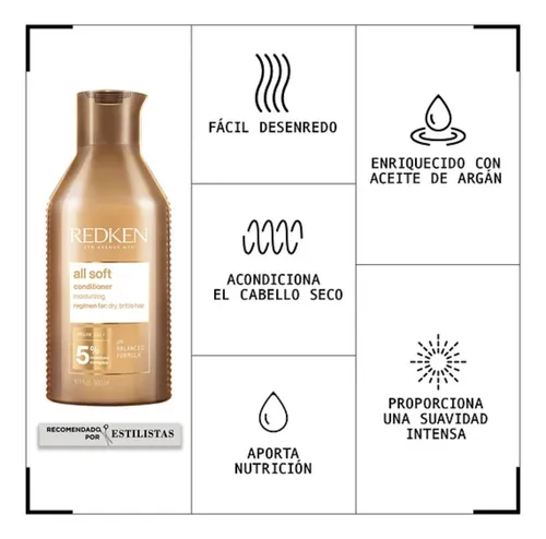 Redken Shampoo All Soft 300 Ml.+acondicionador All Soft 300