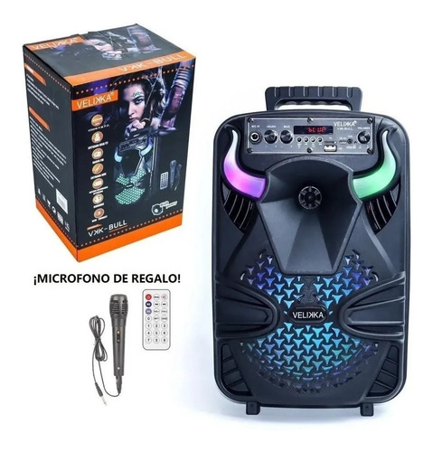 Imagen 1 de 4 de Parlante Bluetooth Velikka Micrófono Con Control Remoto