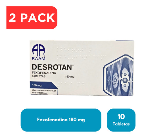 Fexofenadina 180 Mg Desrotan Pack Con 20 Tabletas Raam