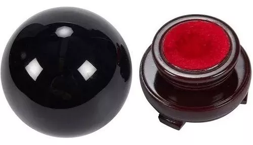 Pssopp Bola de cristal obsidiana preta com base, bola de cristal de 40 mm  para decoração de casa