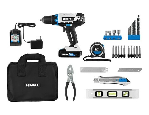 Hart Kit Taladro Inalámbrico 20 V, 1 Bateria/cargador 36 Pzs