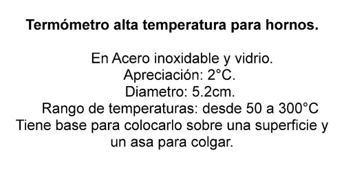 Termometro Para Horno Alta Temperatura Inoxidable Vidrio Emn