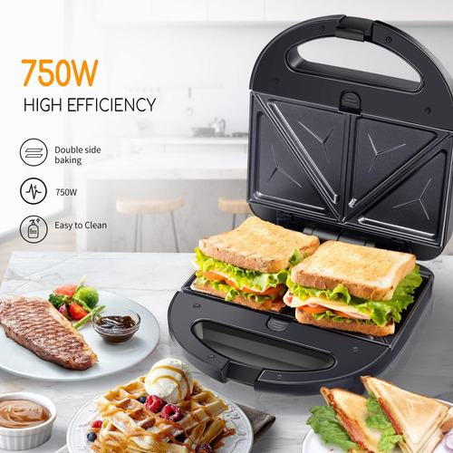 Aigostar Sandwich Maker 3 En 1 Grill Panini Waffle 750w