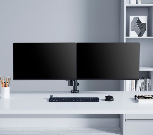 Manhattan 461597: Soporte Universal De Pistón A Gas Para Dos Monitores De Hasta 32 Y 8 Kg