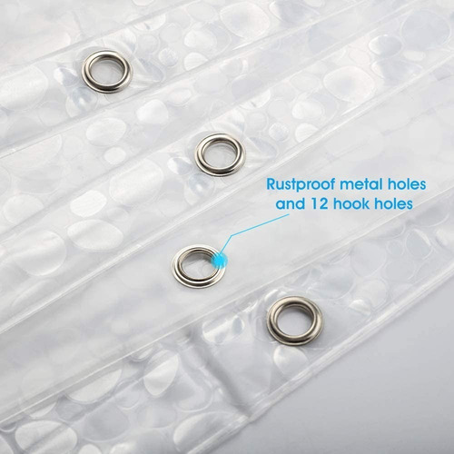 Imagen 5 de 9 de Cortina De Baño Pvc Optica Antihongos Ojales Inox Temacasa