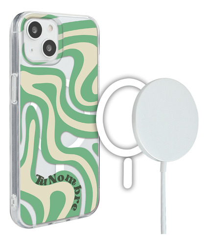 Funda Para iPhone Magsafe Con Para Mujer Curvas Verde