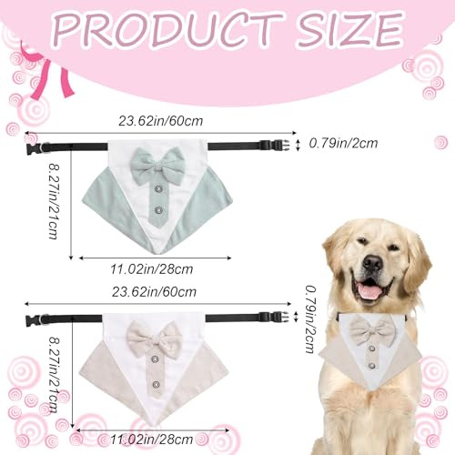 Collar De Bandana De Esmoquin Para Perro 2 Pzas Ajustables F