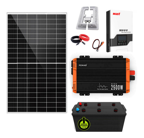 Kit Solar Inversor 2500w Reg 80a Bateria 200a Para Motorhome