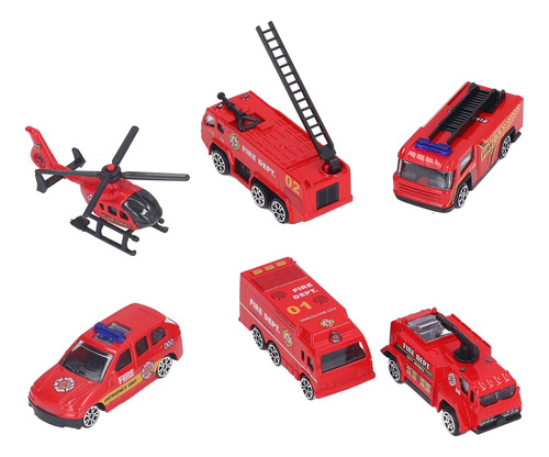 Octpeak 6 Piezas Camión De Bomberos De Juguete Mini Modelo D