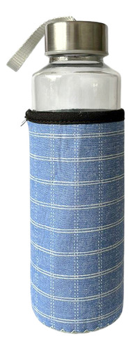 Garrafa Squeeze 400ml Tampa Inox C/ Capa Protetora Esportes Cor Azul