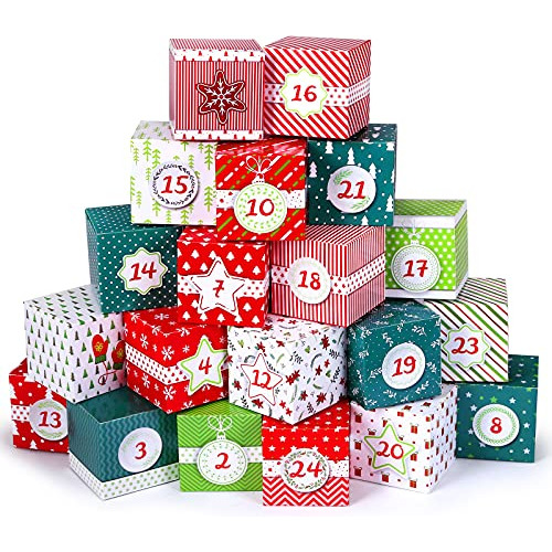 Paquete De 24 Cajas De Calendario De Adviento De Navida...