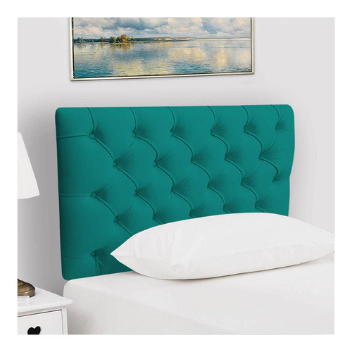  Cabeceira de cama Kasabela Roma 1 corpo 90cm x 58cm Camurça azul-turquesa