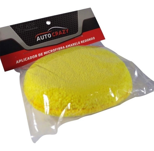 Aplicador De Cera Microfibra Amarelo Redondo Auto Crazy