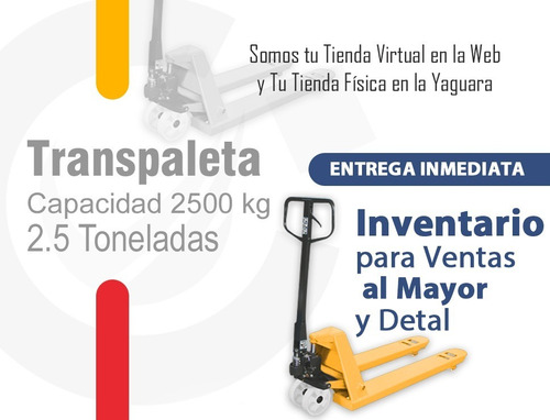 Imagen 4 de 6 de Transpaleta Zorra Barata Todo Terreno 2500 Kg!!