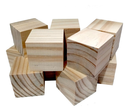 Cubos Bloques En Madera De 2 X 2 Cms. Pack  50 Unidades