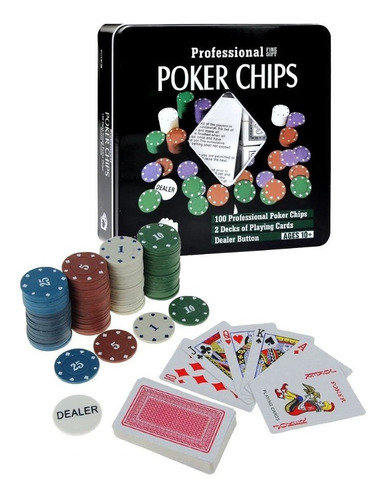 Set Fichas De Poker Apuestas Casino 100 Fichas Mazos Cartas