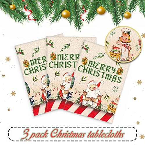 Decoraciones De Navidad Vintage, 3 Manteles De Navidad Con P