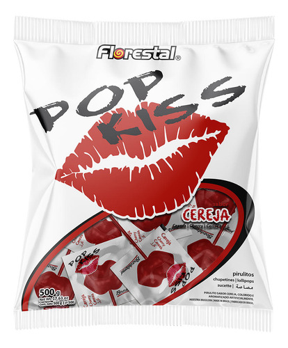 Chupetin Pop Kiss Cereza 50 Unidades De 10g.