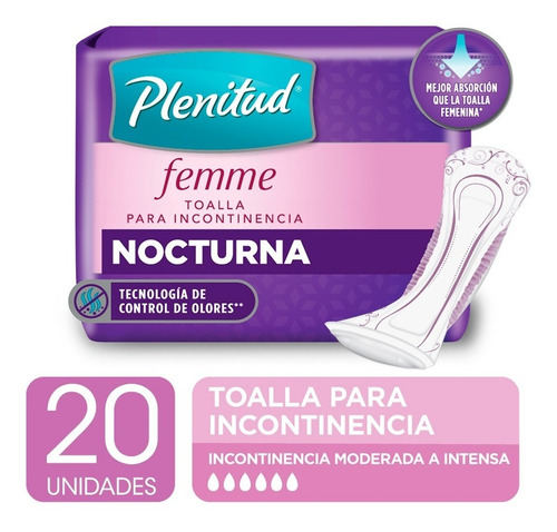 Plenitud Toalla Nocturna Femme X 20 Unidades