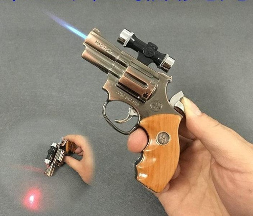 Mini Encendedor Soplete Revolver Magnum + Laser Am48
