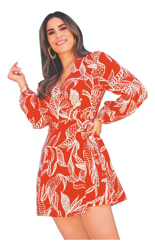 Vestido Mujer Casual Multicolor Estampado Envolvente 995-35